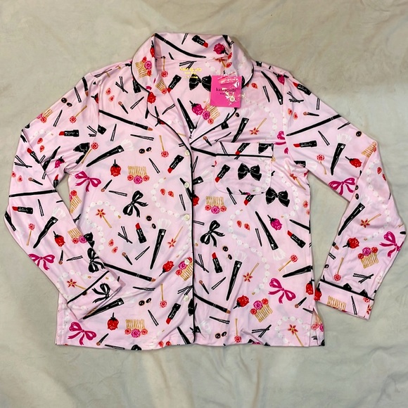NWT Kate Spade Things We Love Pink Long-Sleeve Pajama Set, S - Picture 2 of 6